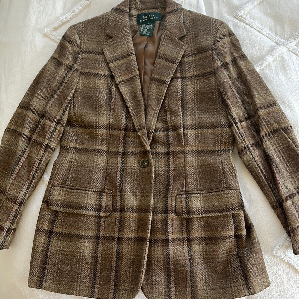 Ralph Lauren Brown Plaid Blazer
